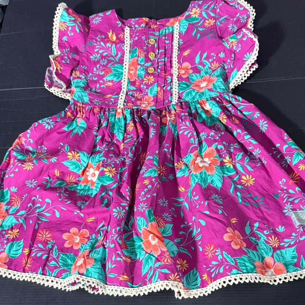 Eleanor Rose Purple and Teal Floral Dress- Size 4/5